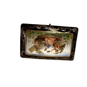 Vintage Ceramic Jewelry Box 7in free shipping.